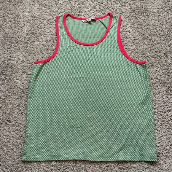 Mr Turk By Trina Turk Mens Tank Top Summer Green Red Size Small - Picture 1 of 6